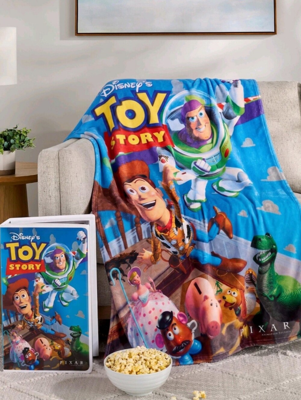 Disney Classic Toy Story VHS Boxed Silk Touch Throw, 50" x 70" Buzz Woody